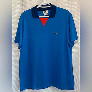 2/60$ Men’s LACOSTE 100% cotton tennis‎ no buttons Blue polo size 5, Large